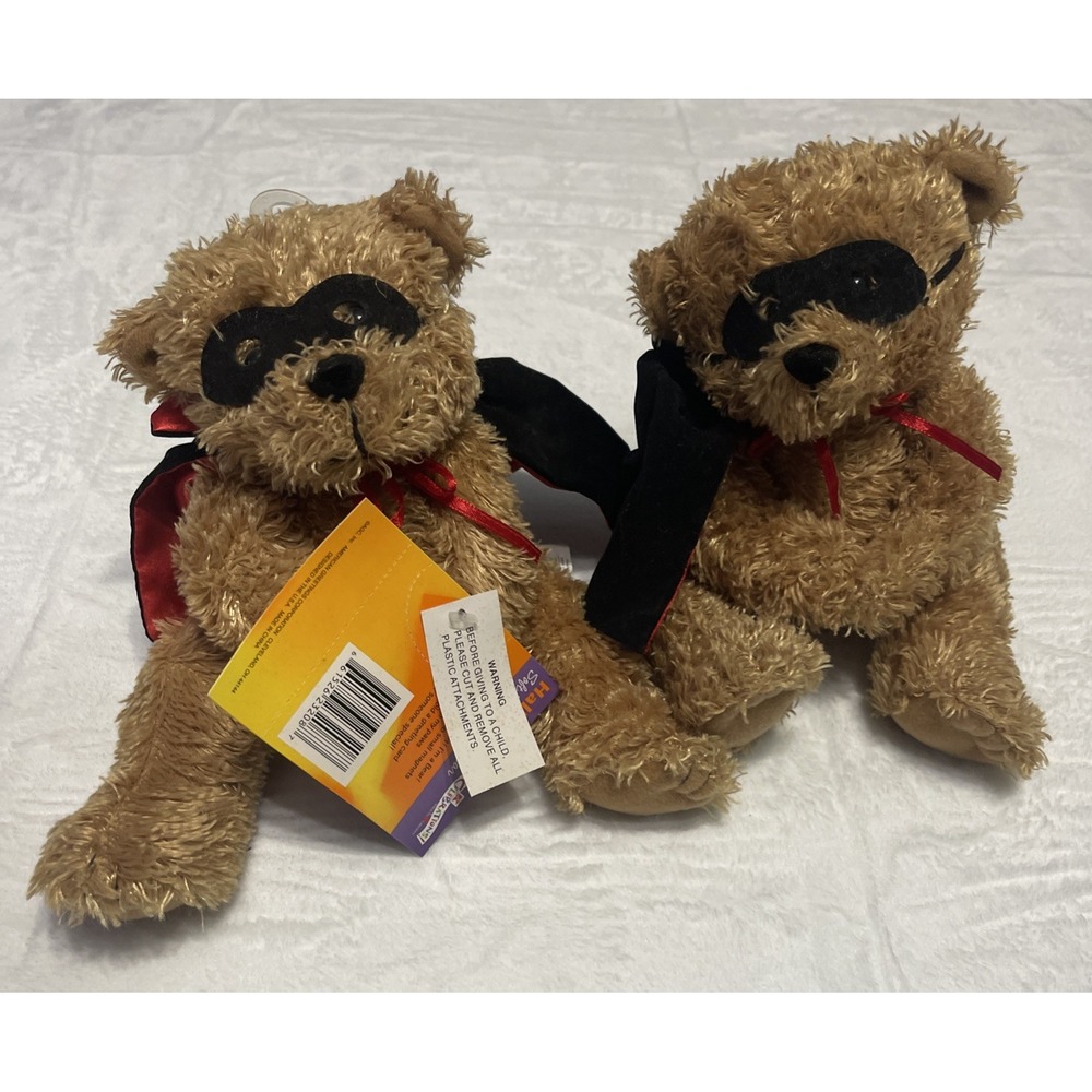 Halloween 6" Soft Touch‎ Puppet Bear Black Cape & Mask American Greetings KMART